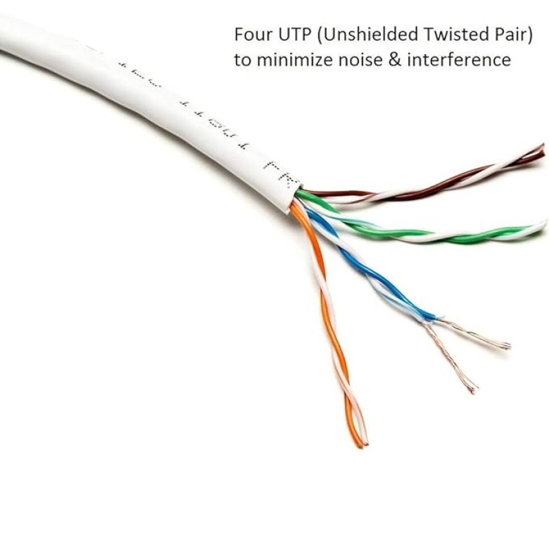 Quantum RJ45 Ethernet Patch/LAN Cable with Gold Plated Connectors Supports Upto 1000Mbps -16.4Feet (5 Meters), White Quantum RJ45 Ethernet Patch/LAN Cable with Gold Plated Connectors Supports Upto 1000Mbps -16.4Feet (5 Meters), White