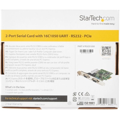 StarTech.com PCI Express Serial Card – 2 Port – Dual Channel 16C1050 UART – Serial Port PCI Card – Serial Expansion Card