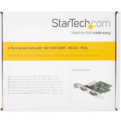 StarTech.com PCI Express Serial Card – 2 Port – Dual Channel 16C1050 UART – Serial Port PCI Card – Serial Expansion Card