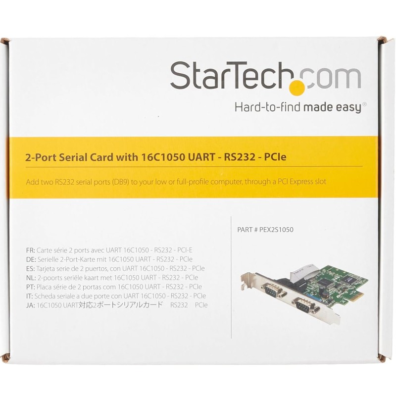 StarTech.com PCI Express Serial Card – 2 Port – Dual Channel 16C1050 UART – Serial Port PCI Card – Serial Expansion Card StarTech.com PCI Express Serial Card – 2 Port – Dual Channel 16C1050 UART – Serial Port PCI Card – Serial Expansion Card