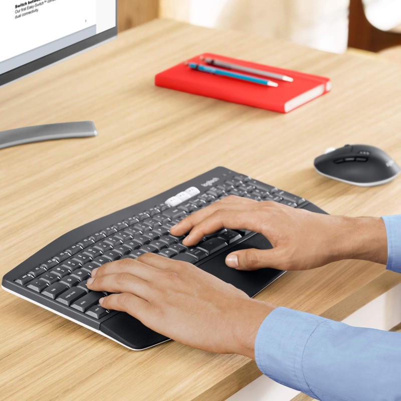 Logitech MK850 Multi-Device Wireless Keyboard and Mouse Set, 2.4GHz Wireless & Bluetooth, Curved Keyframe , 12 Programmable Keys, 3-Year Battery Life, PC/Mac Logitech MK850 Multi-Device Wireless Keyboard and Mouse Set, 2.4GHz Wireless & Bluetooth, Curved Keyframe , 12 Programmable Keys, 3-Year Battery Life, PC/Mac
