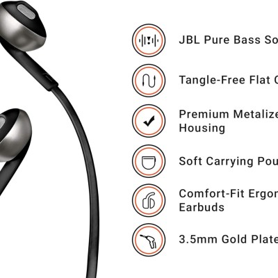 JBL T205 In-Ear Binaural Wired Black – HEADPHONES JBL T205 In-Ear Binaural Wired Black – HEADPHONES