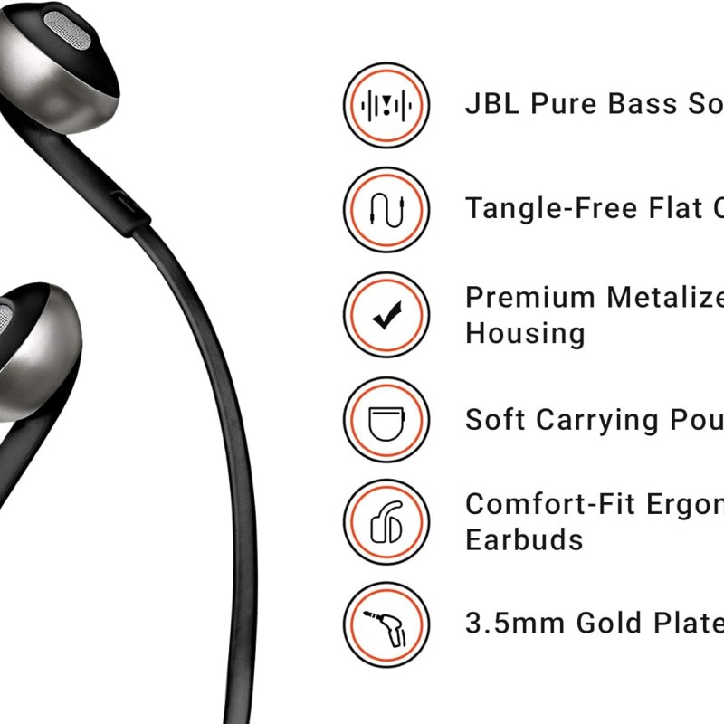 JBL T205 In-Ear Binaural Wired Black – HEADPHONES JBL T205 In-Ear Binaural Wired Black – HEADPHONES