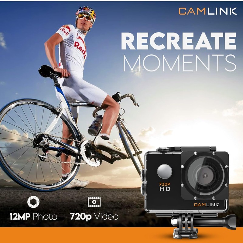 CAMLINK CL-AC11 720P Optical 12MP HD Action Camera Wide Angle Camcorder 30M Waterproof Sports Camera CAMLINK CL-AC11 720P Optical 12MP HD Action Camera Wide Angle Camcorder 30M Waterproof Sports Camera
