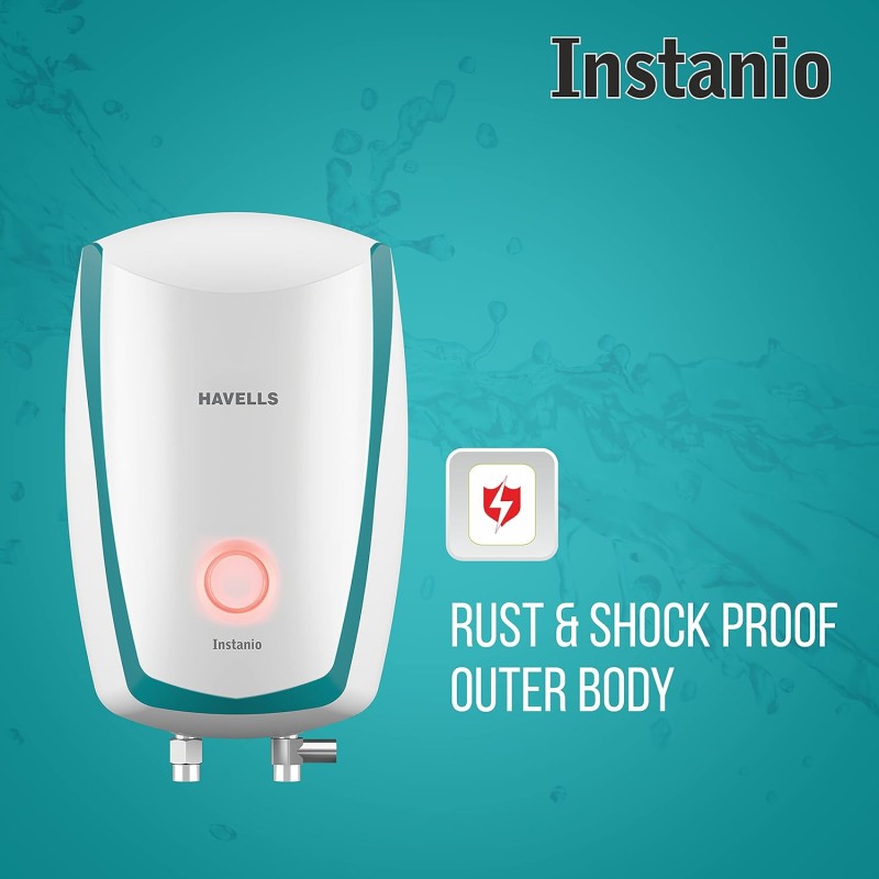 Havells Instanio 1-Litre 3KW Instant Water Heater (Geyser), White Blue, Wall Mounting Havells Instanio 1-Litre 3KW Instant Water Heater (Geyser), White Blue, Wall Mounting
