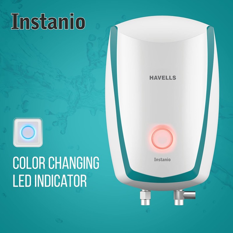 Havells Instanio 1-Litre 3KW Instant Water Heater (Geyser), White Blue, Wall Mounting Havells Instanio 1-Litre 3KW Instant Water Heater (Geyser), White Blue, Wall Mounting