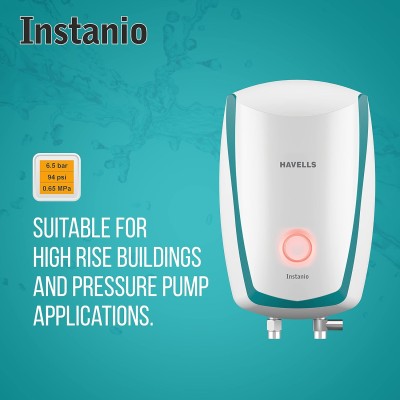 Havells Instanio 3-Litre Instant Geyser (White/Blue), Wall Mount Havells Instanio 3-Litre Instant Geyser (White/Blue), Wall Mount