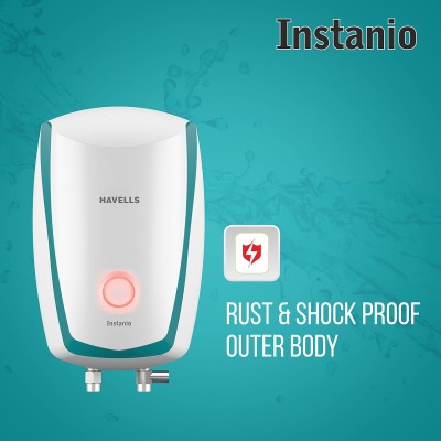 Havells Instanio 3-Litre Instant Geyser (White/Blue), Wall Mount Havells Instanio 3-Litre Instant Geyser (White/Blue), Wall Mount