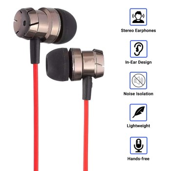 pTron HBE6 Headphone (High Bass Earphones) Metal in-Ear Wired Headset with Mic for All Smartphones (Red & Black) pTron HBE6 Headphone (High Bass Earphones) Metal in-Ear Wired Headset with Mic for All Smartphones (Red & Black)