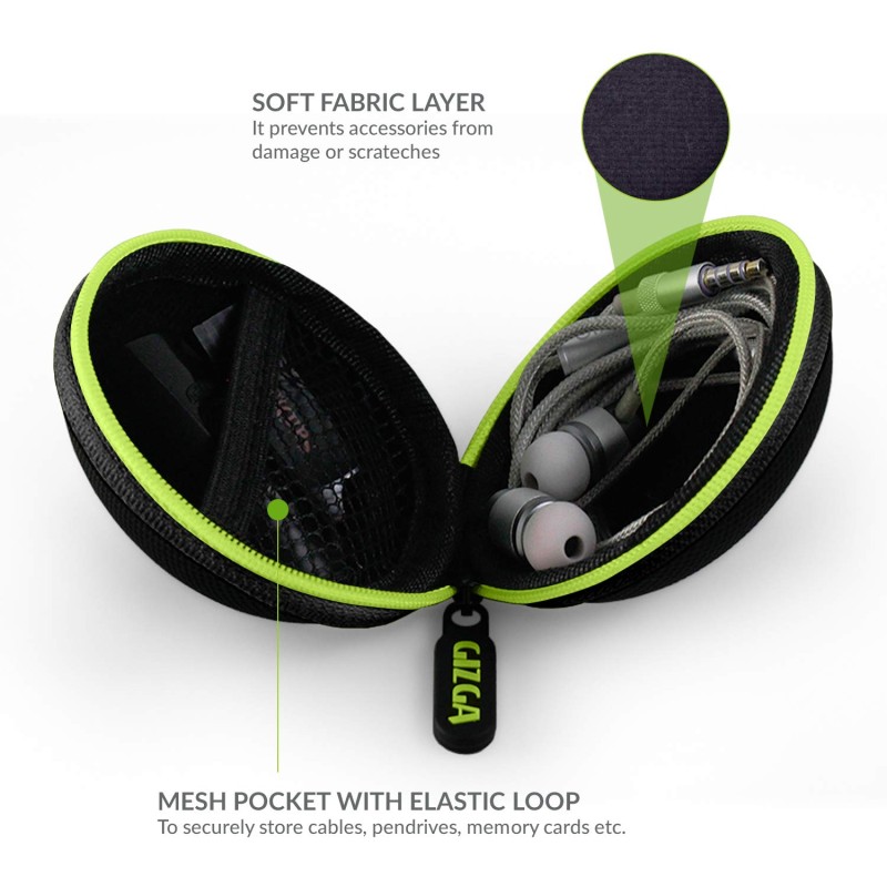 GIZGA essentials G11 Nylon Carrying Case for Headphones, Pen Drives, SD Cards (Green) GIZGA essentials G11 Nylon Carrying Case for Headphones, Pen Drives, SD Cards (Green)