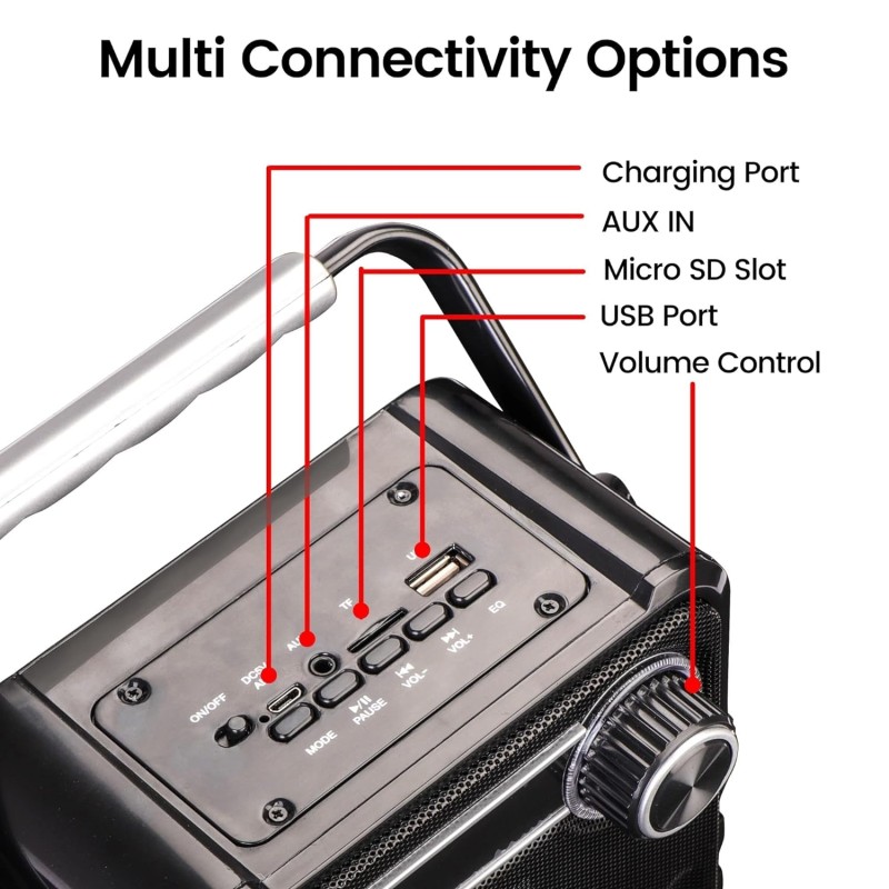 Zebronics BUDDY 5 W Wireless Bluetooth Portable Speaker With Supporting Carry Handle Zebronics BUDDY 5 W Wireless Bluetooth Portable Speaker With Supporting Carry Handle