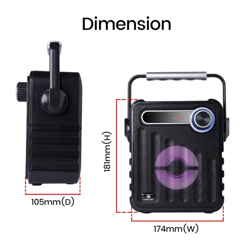 Zebronics BUDDY 5 W Wireless Bluetooth Portable Speaker With Supporting Carry Handle Zebronics BUDDY 5 W Wireless Bluetooth Portable Speaker With Supporting Carry Handle