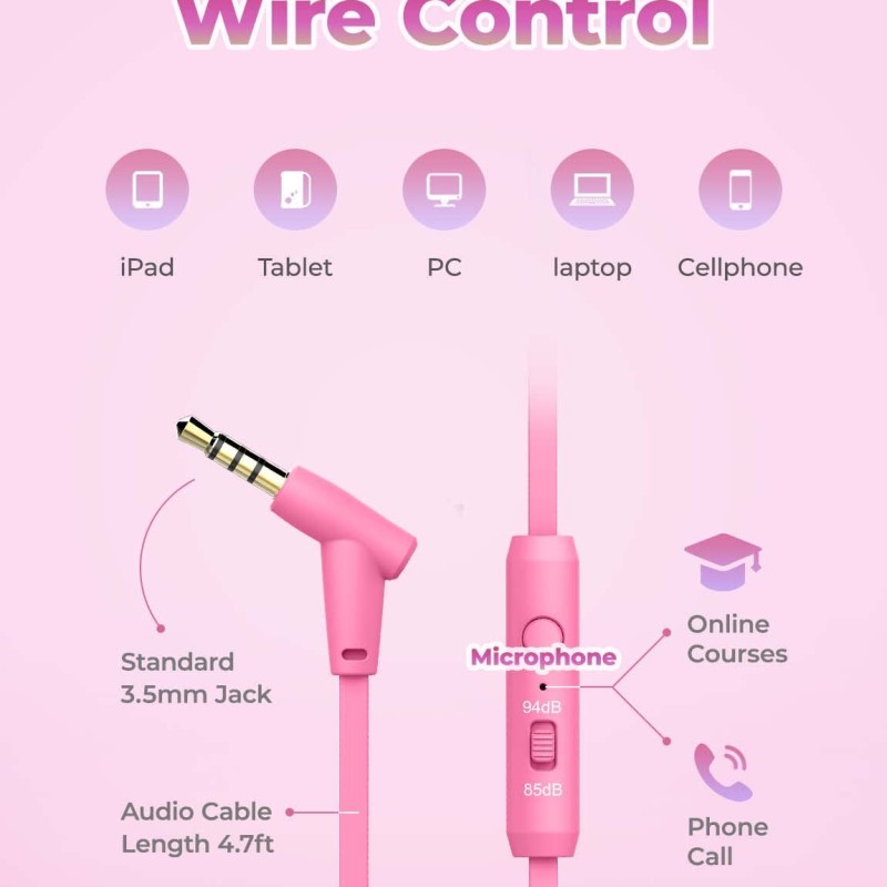 iClever Kids Headphones for Girls, On Ear Headphones Birthday Gift for Girls iClever Kids Headphones for Girls, On Ear Headphones Birthday Gift for Girls