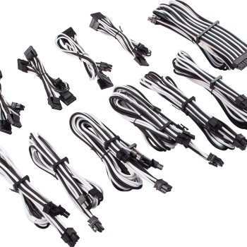 CORSAIR Premium Individually Sleeved PSU Cables Pro Kit– White/Black