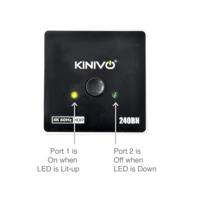 Kinivo Premium 4K HDMI Switch/Splitter HDMI Switcher - Supports 4K @ 60Hz, 3D, Full HD and Ultra HD (240BN - 2 Port)