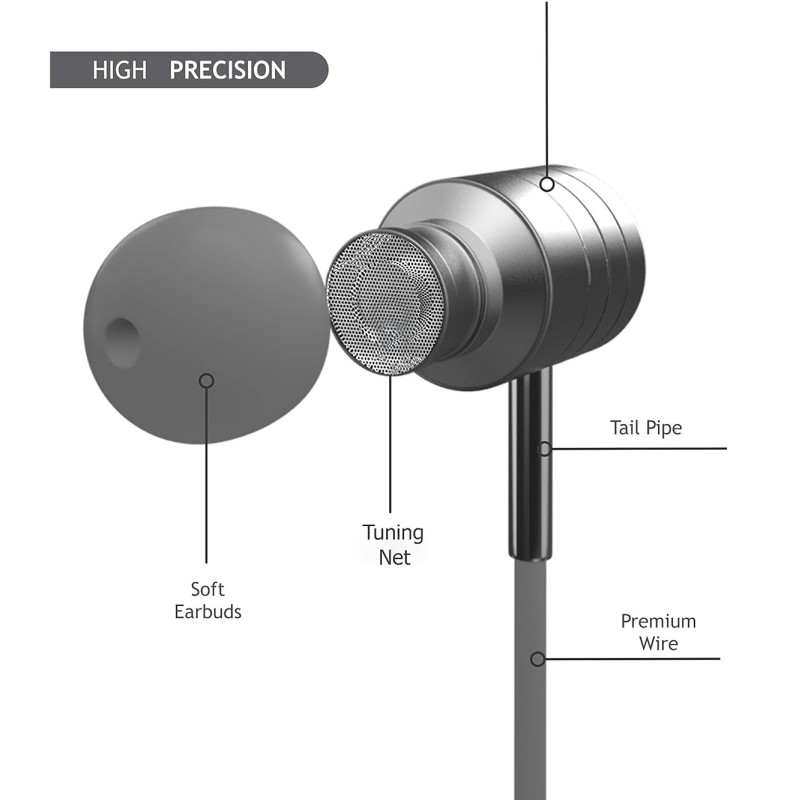 Zinq Technologies ZQEP-222-BASSIST Wired in Ear Earphone with Mic (Silver) Zinq Technologies ZQEP-222-BASSIST Wired in Ear Earphone with Mic (Silver)