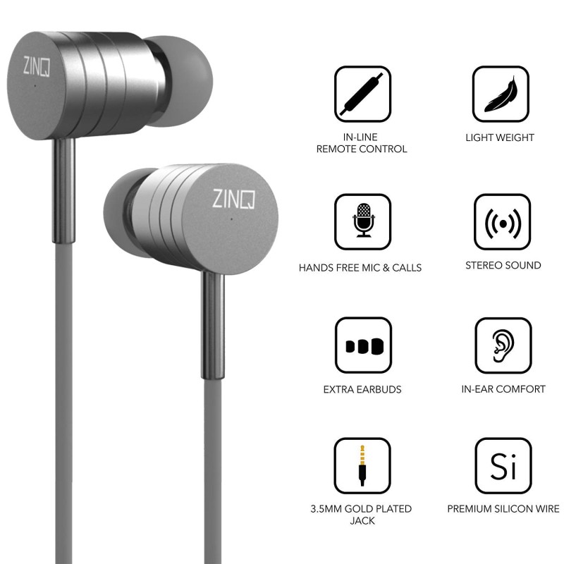 Zinq Technologies ZQEP-222-BASSIST Wired in Ear Earphone with Mic (Silver) Zinq Technologies ZQEP-222-BASSIST Wired in Ear Earphone with Mic (Silver)