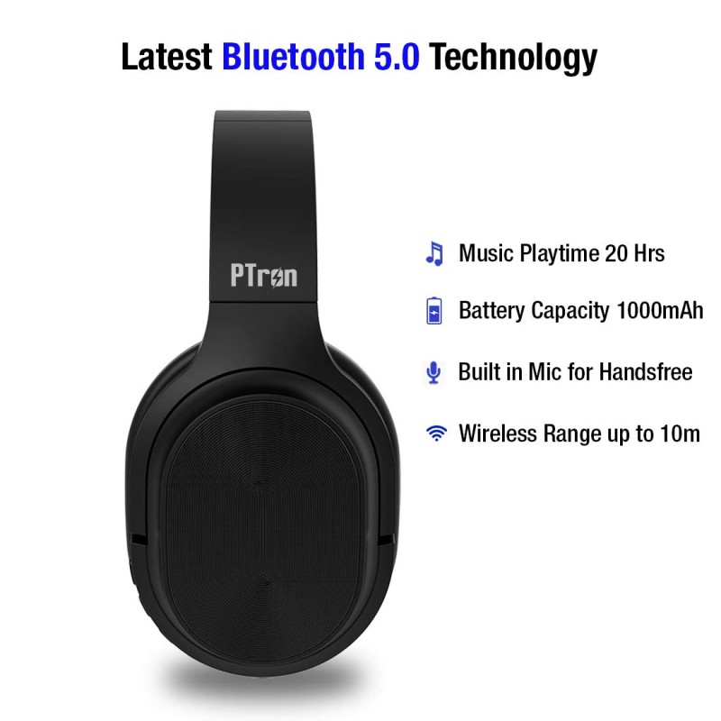 pTron Studio Pro Soundster Hi-Fi Over The Ear Wireless Bluetooth - (Black) pTron Studio Pro Soundster Hi-Fi Over The Ear Wireless Bluetooth - (Black)