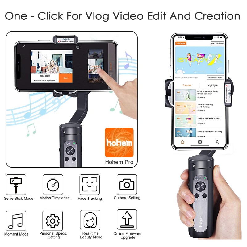 Hohem iSteady X - 3-Axis 259g Lightweight Smartphone Gimbal Foldable Handheld Pocket Stabilizer Youtuber Vlogger Live Video for iPhone 11 Pro Max X XS, Android Hohem iSteady X - 3-Axis 259g Lightweight Smartphone Gimbal Foldable Handheld Pocket Stabilizer Youtuber Vlogger Live Video for iPhone 11 Pro Max X XS, Android