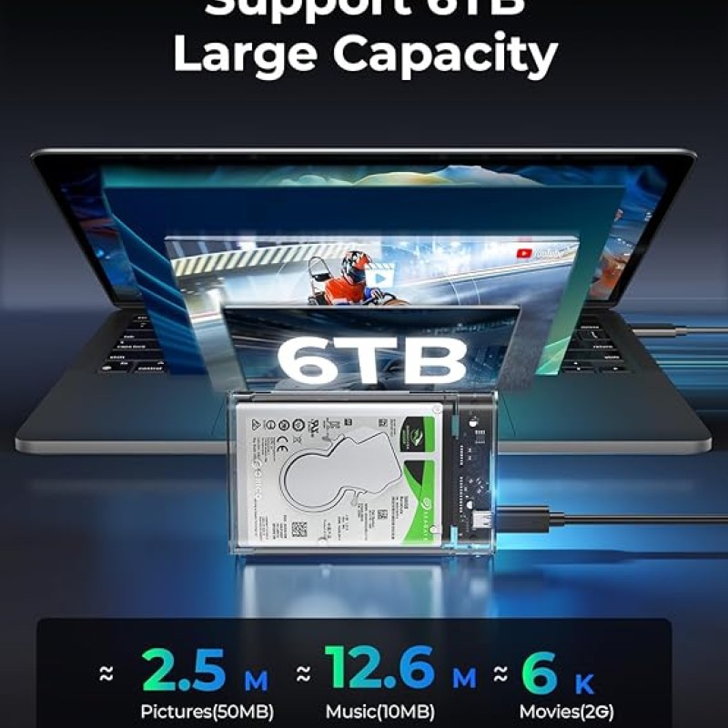 ORICO 2.5'' Hard Drive Enclosure Type-C USB 3.1 Gen2 to SATA 6Gbps Computer External HDD Enclosure ORICO 2.5'' Hard Drive Enclosure Type-C USB 3.1 Gen2 to SATA 6Gbps Computer External HDD Enclosure