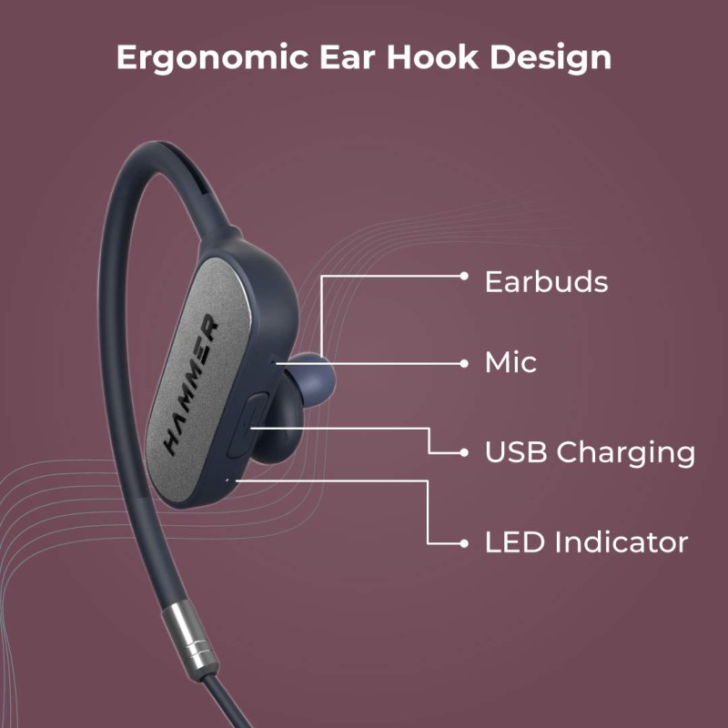 HAMMER Grip in The Ear Bluetooth Headphone with mic Blue HAMMER Grip in The Ear Bluetooth Headphone with mic Blue