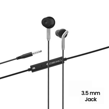 Zebronics Zeb-Bro in Ear Wired Earphones with Mic, 3.5mm Audio Jack, 10mm Drivers, Phone/Tablet Compatible(Black) Zebronics Zeb-Bro in Ear Wired Earphones with Mic, 3.5mm Audio Jack, 10mm Drivers, Phone/Tablet Compatible(Black)