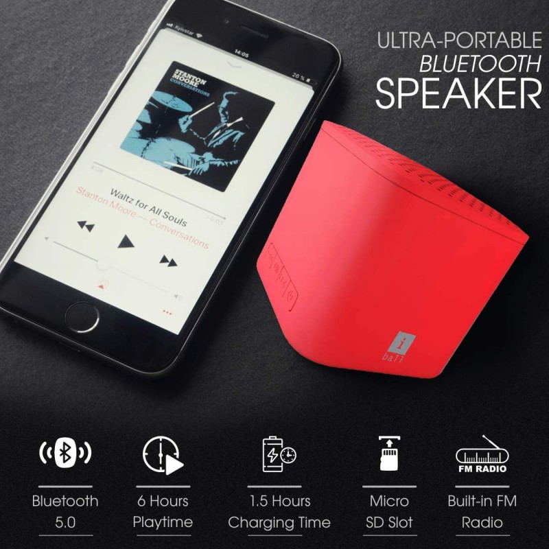 iball Musi Play A1 Wireless Ultra-Portable Bluetooth Speakers with FM | Micro SD Card Slot & Built-in Mic (Hot Red) iball Musi Play A1 Wireless Ultra-Portable Bluetooth Speakers with FM | Micro SD Card Slot & Built-in Mic (Hot Red)
