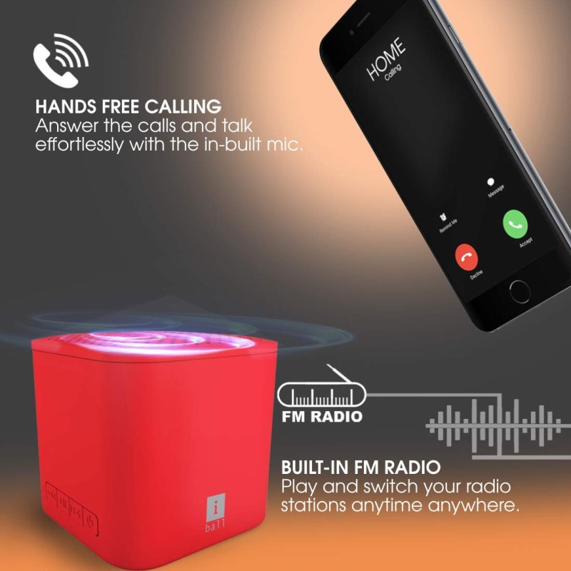 iball Musi Play A1 Wireless Ultra-Portable Bluetooth Speakers with FM | Micro SD Card Slot & Built-in Mic (Hot Red) iball Musi Play A1 Wireless Ultra-Portable Bluetooth Speakers with FM | Micro SD Card Slot & Built-in Mic (Hot Red)