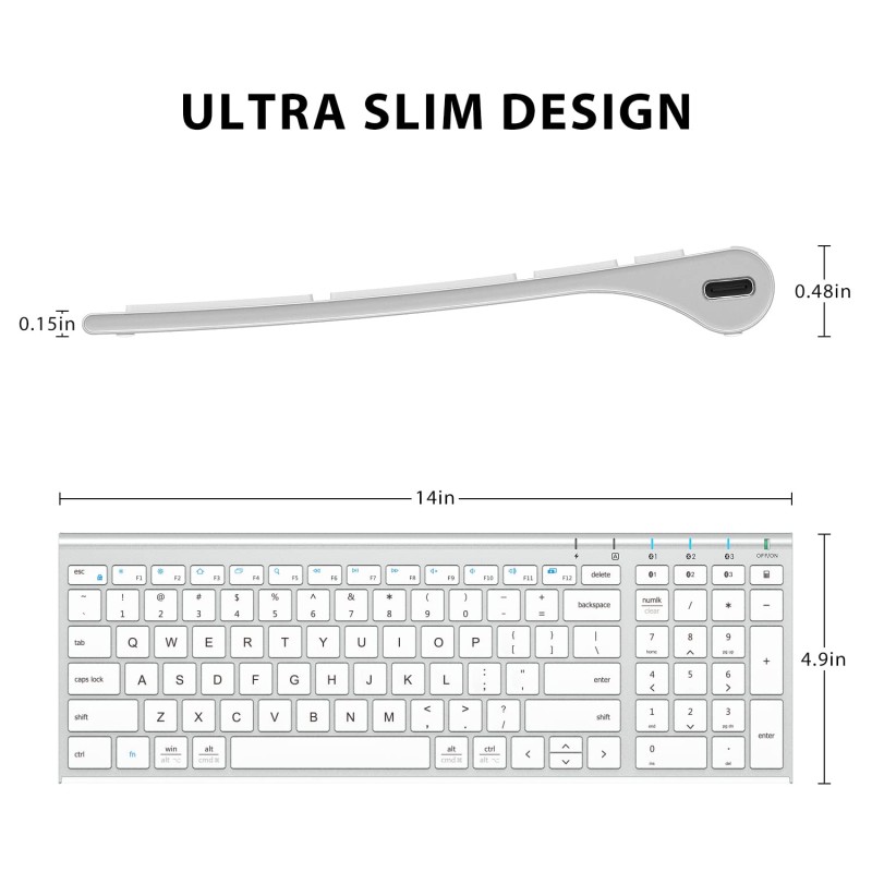 iClever BK10 Bluetooth Keyboard Sliver/White iClever BK10 Bluetooth Keyboard Sliver/White