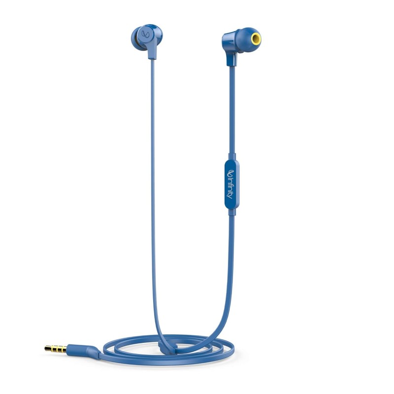Infinity (JBL) Zip 100 Wired in Ear Earphones with Mic, Immersive Bass, One Button Multi-Function Remote, Tangle Free Flat Cable (Blue) Infinity (JBL) Zip 100 Wired in Ear Earphones with Mic, Immersive Bass, One Button Multi-Function Remote, Tangle Free Flat Cable (Blue)