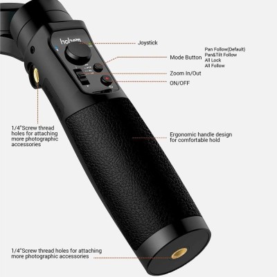 All in 1 3-Axis Gimbal Stabilizer for Compact Camera Action Camera and Smartphone, Compatible All in 1 3-Axis Gimbal Stabilizer for Compact Camera Action Camera and Smartphone, Compatible
