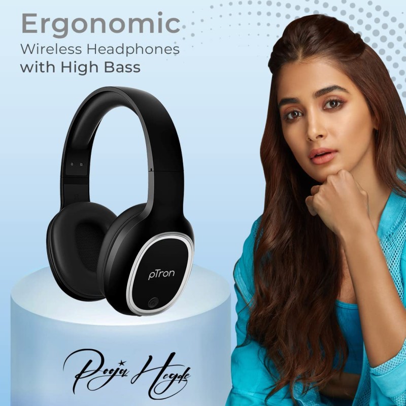 pTron Studio Over-Ear Bluetooth 5.0 Wireless Headphones with Mic - (Black) pTron Studio Over-Ear Bluetooth 5.0 Wireless Headphones with Mic - (Black)