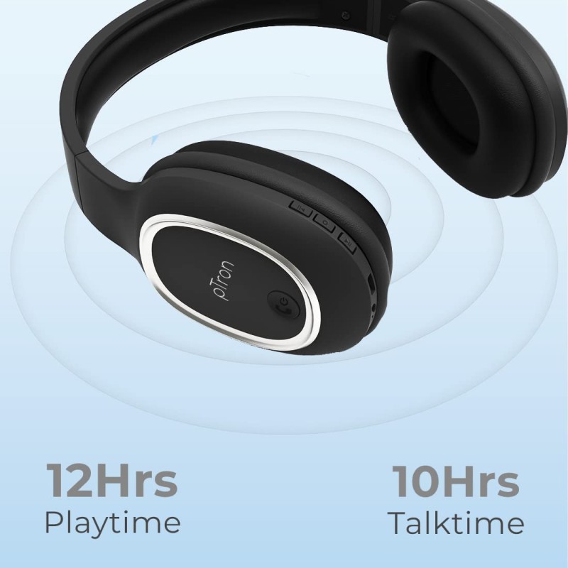 pTron Studio Over-Ear Bluetooth 5.0 Wireless Headphones with Mic - (Black) pTron Studio Over-Ear Bluetooth 5.0 Wireless Headphones with Mic - (Black)