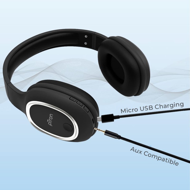 pTron Studio Over-Ear Bluetooth 5.0 Wireless Headphones with Mic - (Black) pTron Studio Over-Ear Bluetooth 5.0 Wireless Headphones with Mic - (Black)