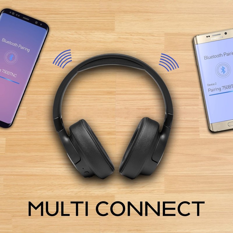 JBL Tune JBLT750 Bluetooth Wireless Over Ear Headphones with mic Black JBL Tune JBLT750 Bluetooth Wireless Over Ear Headphones with mic Black