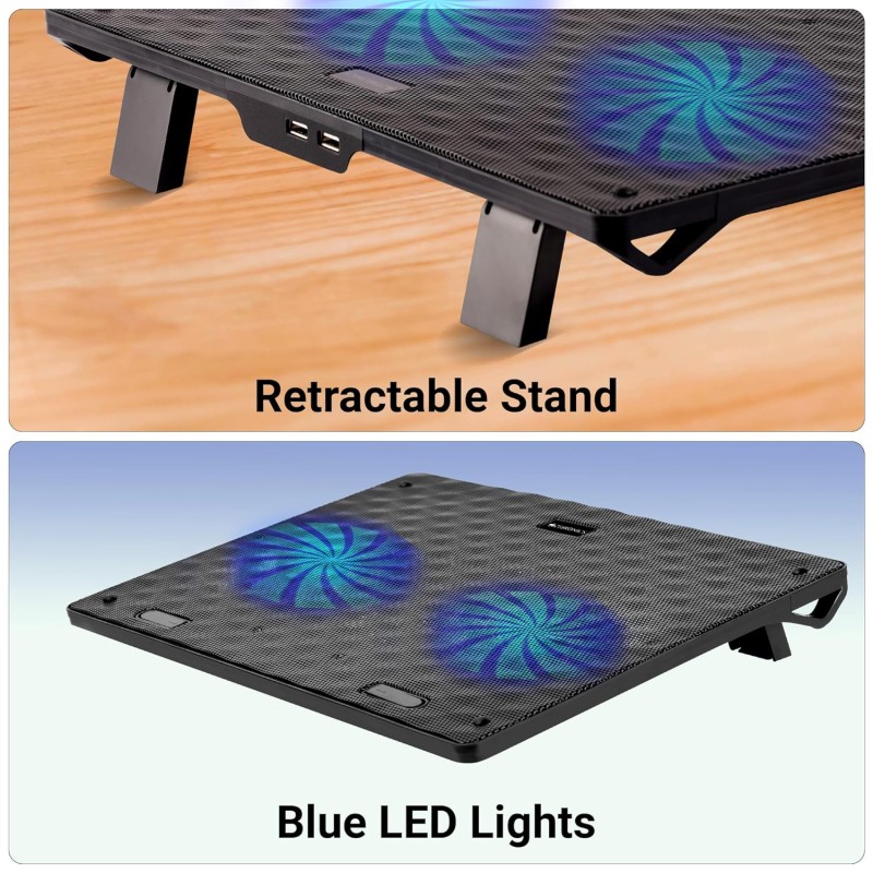 Zebronics, ZEB-NC3300 USB Powered Laptop Cooling Pad with Dual Fan, Dual USB Port and Blue LED Lights Zebronics, ZEB-NC3300 USB Powered Laptop Cooling Pad with Dual Fan, Dual USB Port and Blue LED Lights