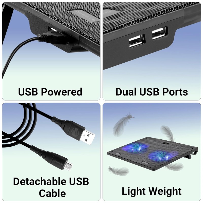 Zebronics, ZEB-NC3300 USB Powered Laptop Cooling Pad with Dual Fan, Dual USB Port and Blue LED Lights Zebronics, ZEB-NC3300 USB Powered Laptop Cooling Pad with Dual Fan, Dual USB Port and Blue LED Lights