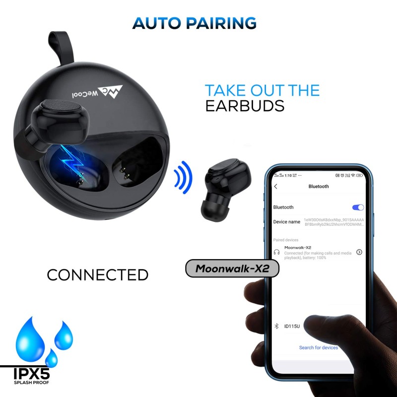 WeCool Moonwalk X2 Innovative Design True Wireless Earbuds for Stereo Music and Bluetooth Earphones WeCool Moonwalk X2 Innovative Design True Wireless Earbuds for Stereo Music and Bluetooth Earphones
