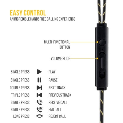 Everycom Xtreme True Sports Earphones with in-Line Mic for All 3.5mm Jack Devices(Gold) Everycom Xtreme True Sports Earphones with in-Line Mic for All 3.5mm Jack Devices(Gold)