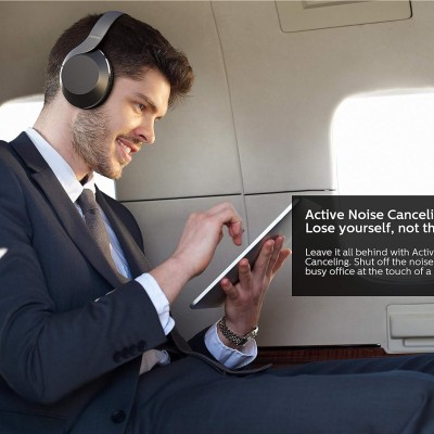 Philips Audio Performance PH805BK Wireless Over the Ear Headphone with Mic (Black)