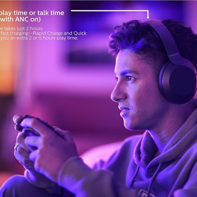 Philips Audio Performance PH805BK Wireless Over the Ear Headphone with Mic (Black)