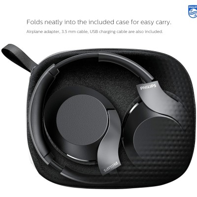 Philips Audio Performance PH805BK Wireless Over the Ear Headphone with Mic (Black)