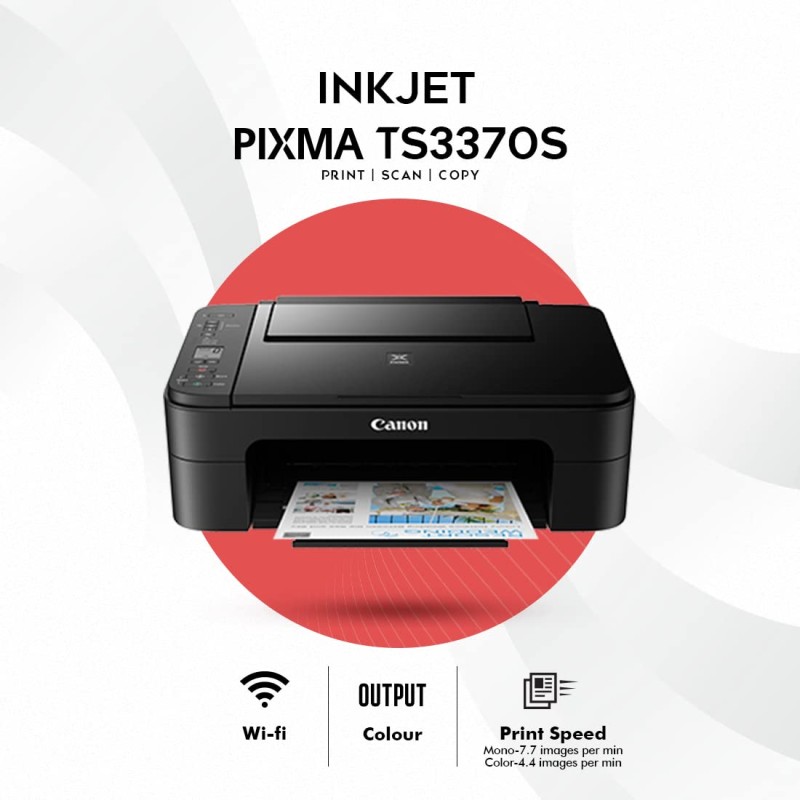 Canon PIXMA TS3370s All in One (Print, Scan, Copy) WiFi Inkjet Colour Printer for Home, BLACK Canon PIXMA TS3370s All in One (Print, Scan, Copy) WiFi Inkjet Colour Printer for Home, BLACK