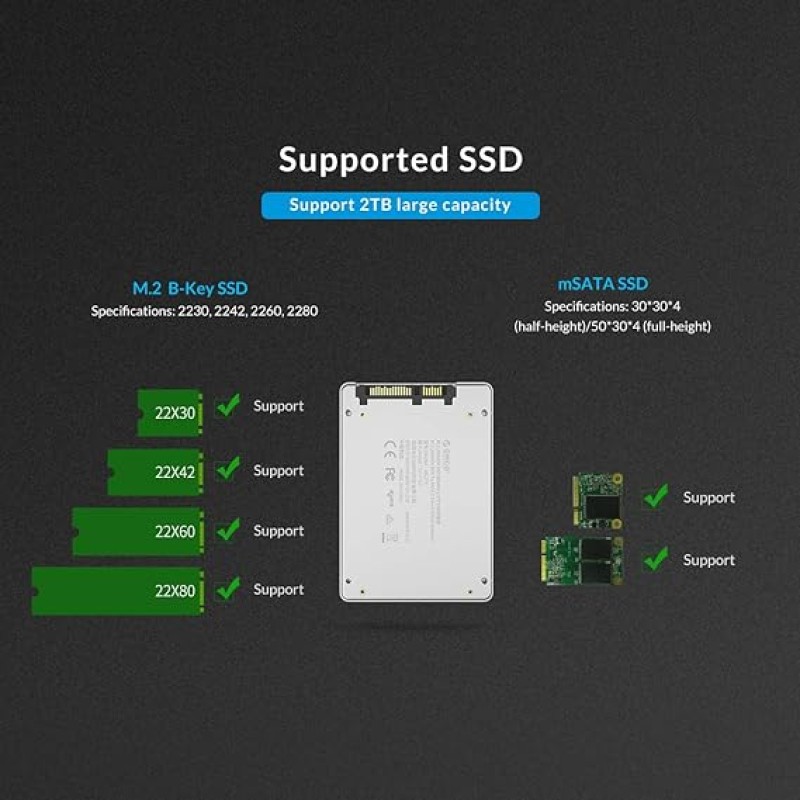 ORICO M.2 NGFF SSD Enclosure MSATA to SATA SSD Convertor for Both MSATA and M.2 B-Key SSD (Silver) Visit the ORICO Store ORICO M.2 NGFF SSD Enclosure MSATA to SATA SSD Convertor for Both MSATA and M.2 B-Key SSD (Silver) Visit the ORICO Store