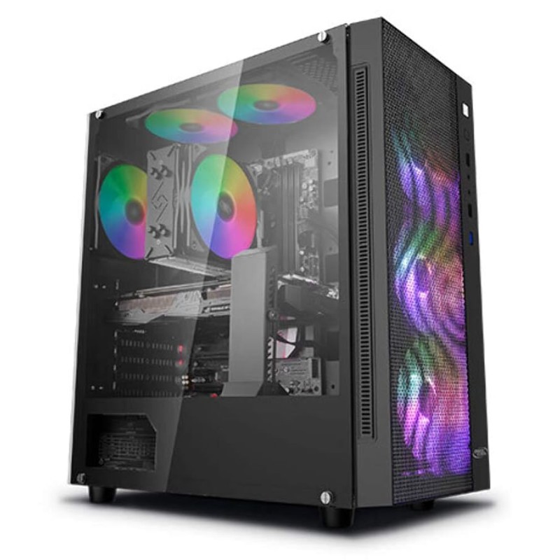 DEEPCOOL MATREXX 55 MESH ADD-RGB 4F Mid-Tower Tempered Glass, Alloy Steel Gaming Cabinet/Computer Case with 4 ARGB Fans Pre-Install, Support Mini-ITX/Micro-ATX/ATX/E-ATX (RGB)