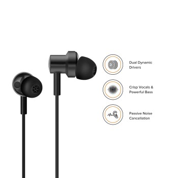 XIAOMI Dual Driver Dynamic Bass in-Ear Wired Earphones - (Black) XIAOMI Dual Driver Dynamic Bass in-Ear Wired Earphones - (Black)