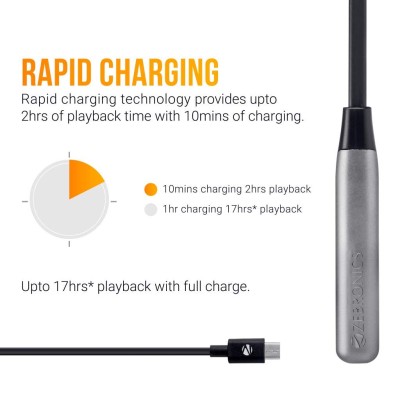 ZEBRONICS Zeb-Lark ​Wireless ​in Ear​ ​Neckband Earphone​ ​with BT 5.0 - (Grey)