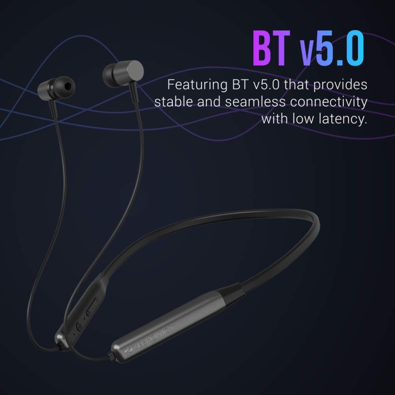 ZEBRONICS Zeb-Lark Wireless in Ear Neckband Earphone with BT 5.0 - (Grey) ZEBRONICS Zeb-Lark Wireless in Ear Neckband Earphone with BT 5.0 - (Grey)