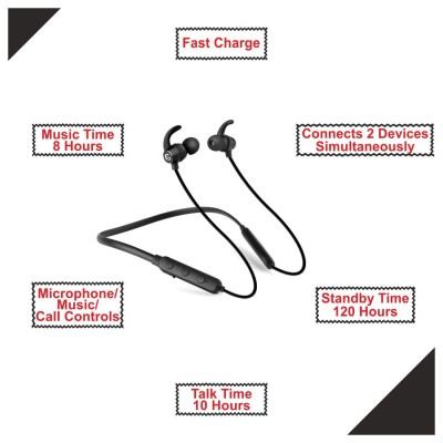 Matlek Fast Charging Bluetooth Earphone Wireless Headphone Neckband Sweat Proof Matlek Fast Charging Bluetooth Earphone Wireless Headphone Neckband Sweat Proof