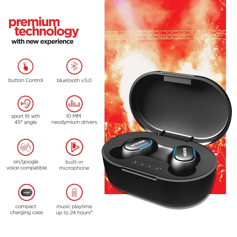 Screem Ibeza 2 True Wireless Earbuds (TWS) BT V5.0 - Black Screem Ibeza 2 True Wireless Earbuds (TWS) BT V5.0 - Black